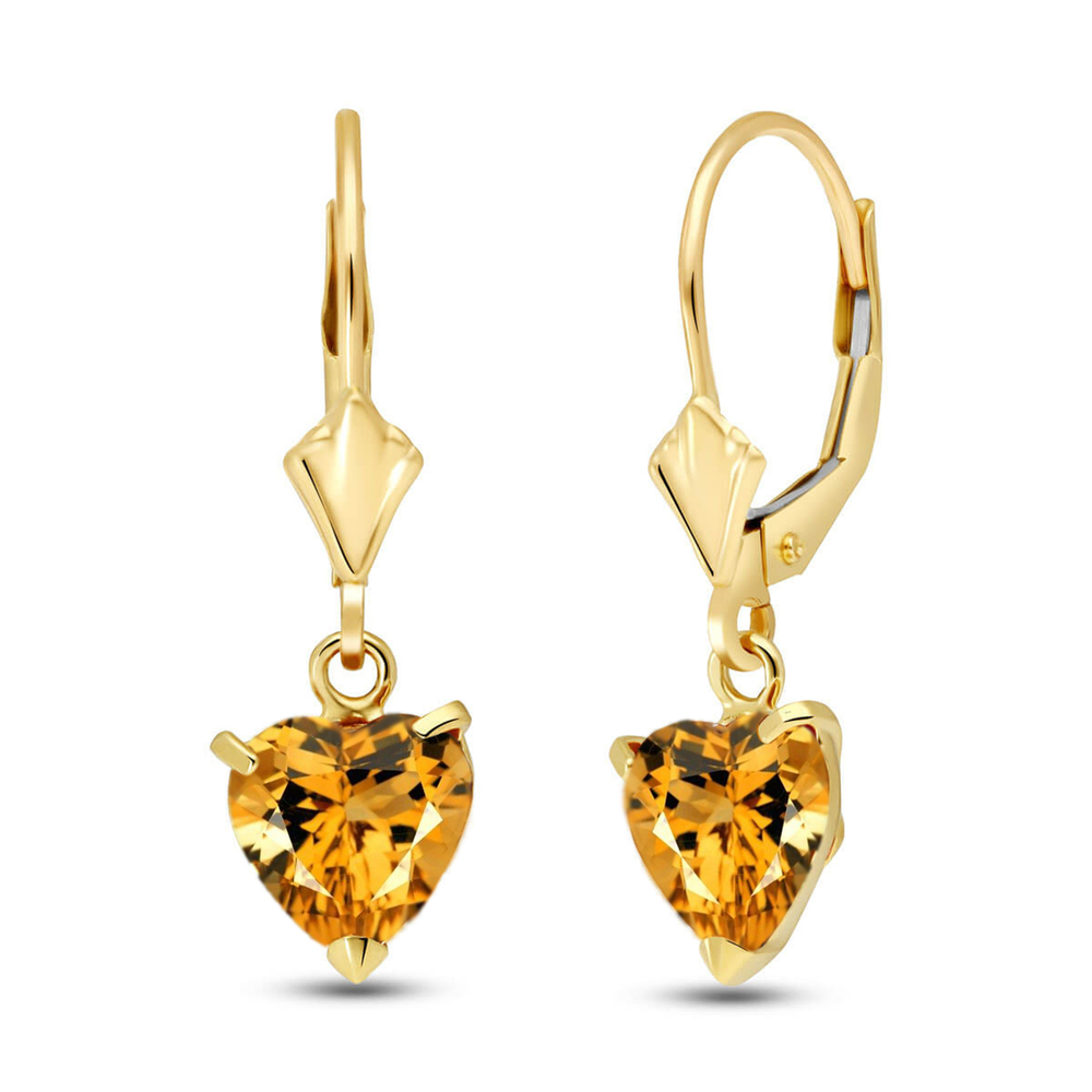 14K. GOLD LEVERBACK EARRING WITH NATURAL CITRINES (Yellow Gold)
